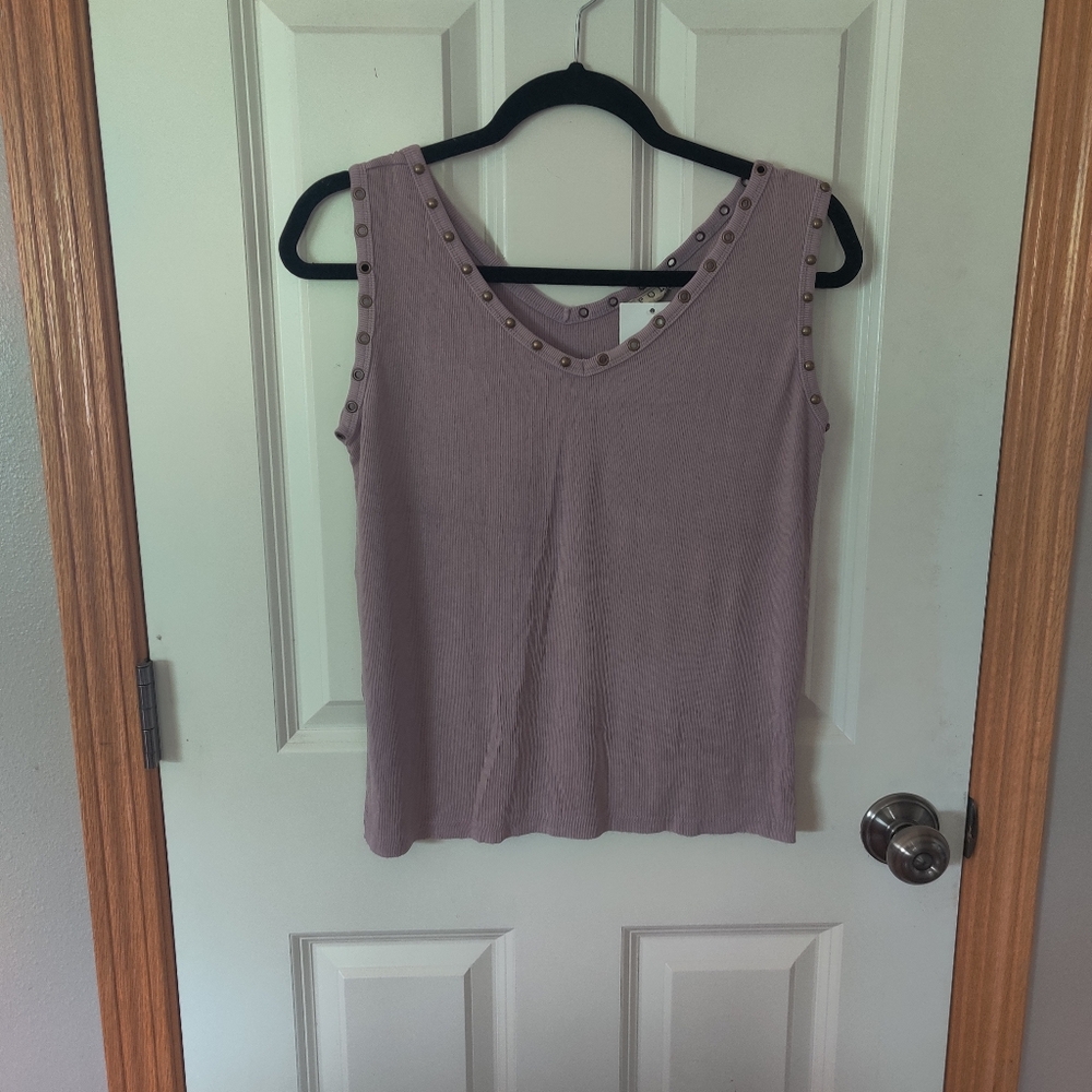 Lavender Sleeveless Top with Stud Accents